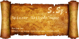 Spiczer Szilvánusz névjegykártya